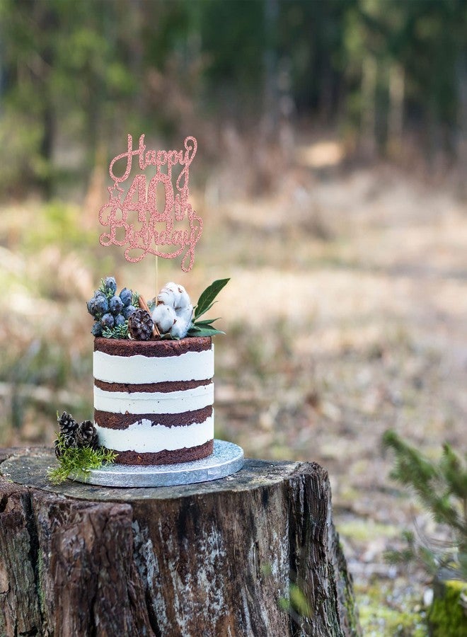 Ephlyn 1 Pack Happy 40th Birthday Cake Topper Rose Gold Glitter 40 & Fabulous Cheers to 40 Years Old 40th Birthday Cake Pick for Celebrating 40th Birthday Anniversary Party Cake Decorations Supplies - Image 5